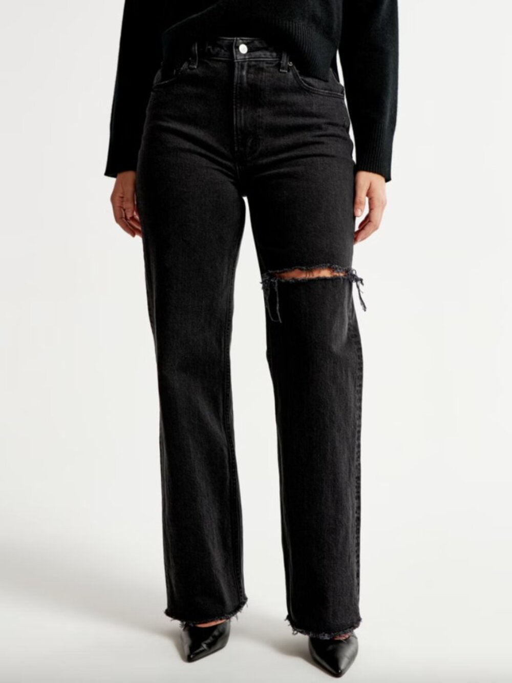 Abercrombie & Fitch Curve Love The 90s Relaxed Jean High Rise Black 26 2 S